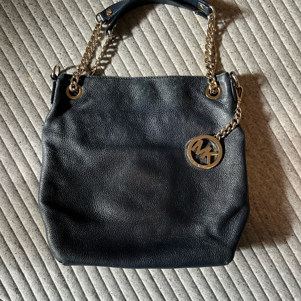 Michael Kors Navy Leather Bag